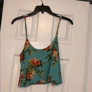 blue floral crop top